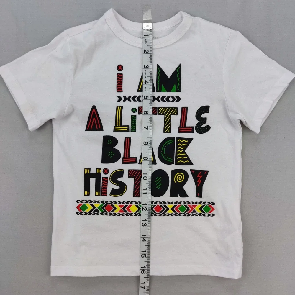 The Children's Place T-Shirt‎ Unisex Kids XS 4 White Black History Graphic Tee